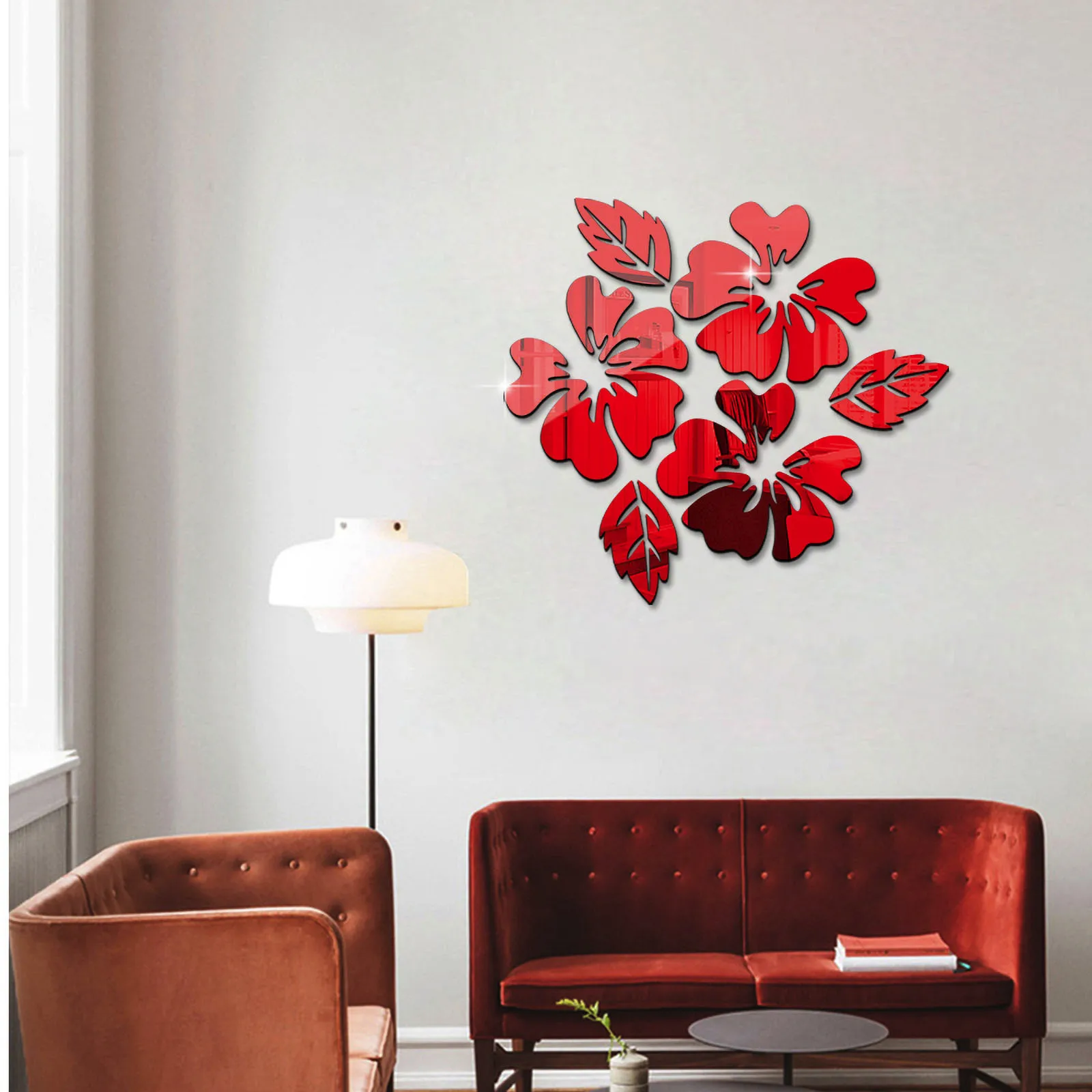 Hot Selling Acrylic 3d Flower Mirror Stickers Removable Home Wall Decor Sticker Wall Decal Stick And Peel Зеркальная Наклейка