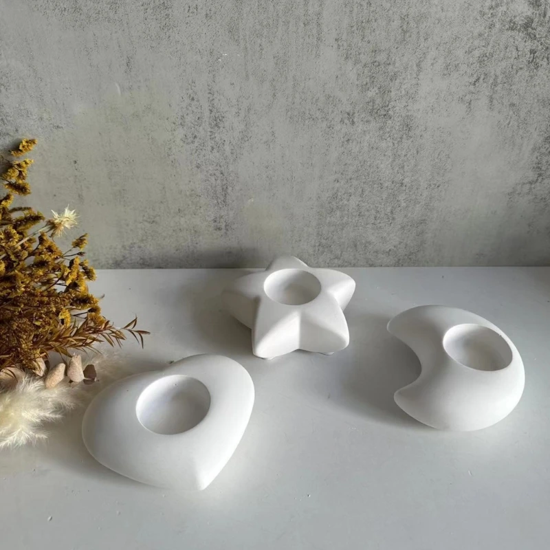 

DIY Silicone Molds Star/Moon/Heart Holder Mold Candlestick Moulds