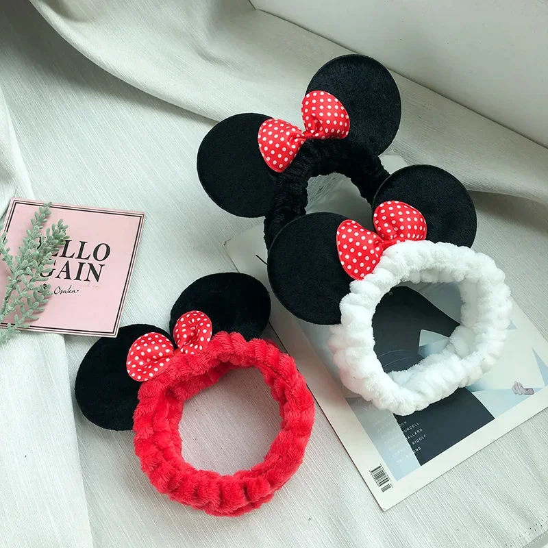 Disney Mickey Mouse Ears Headbands For Girls Kids Hair Ring Minnie Mouse Ears Hair Ties Elastic Face Wash Yoga Hair Accessories jewelry box ring necklace earrings storage box mini jewelry organizer pendant organizer wash case rose flower lettern pattern