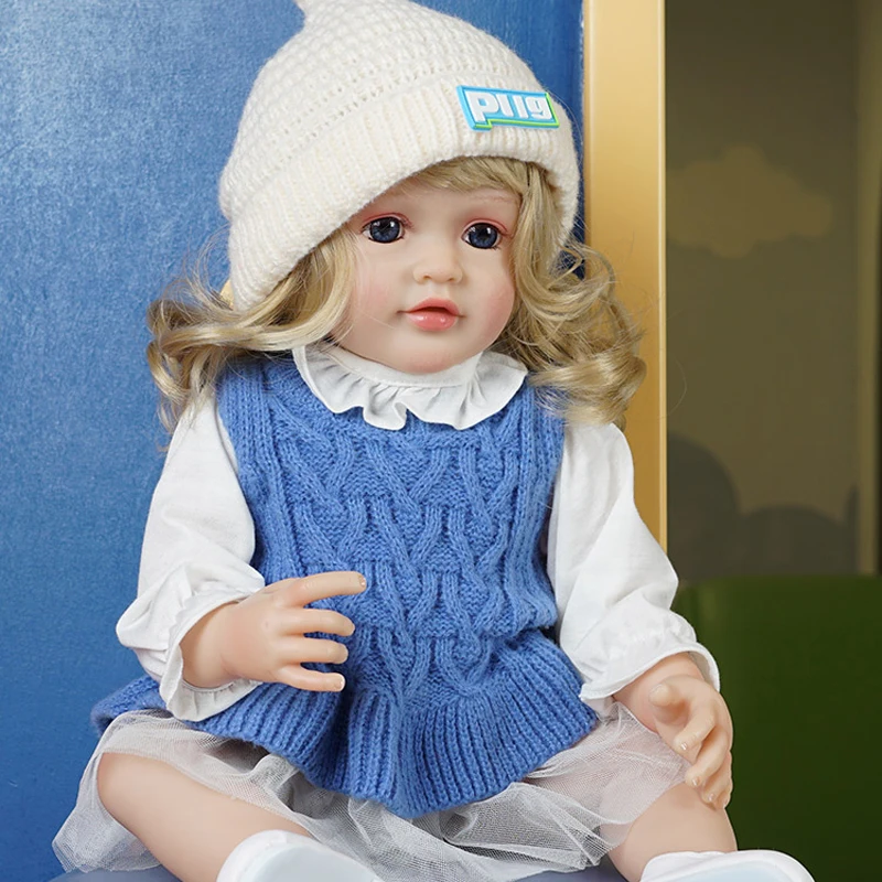 

55CM Full Body Soft Silicone Popular Sweet Face Reborn Toddler Baby Girl Doll Birthday Christmas Gift High Quality Doll