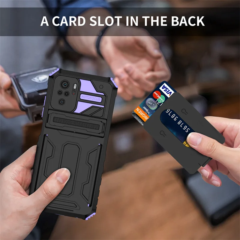 Luxury Shockproof Armor Case with Card Slot and Kickstand