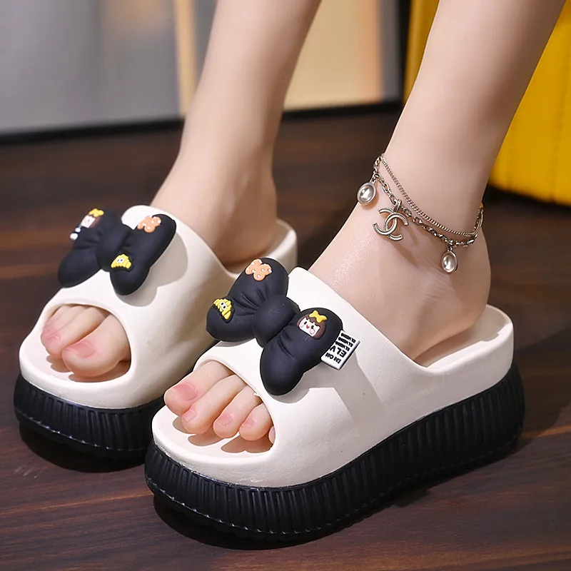 Women's Slippers Solid Color One Line Thick Soles Anti Slip and Wear-resistant Fashionable Simple Indoor Outdoor Beach Sandals
