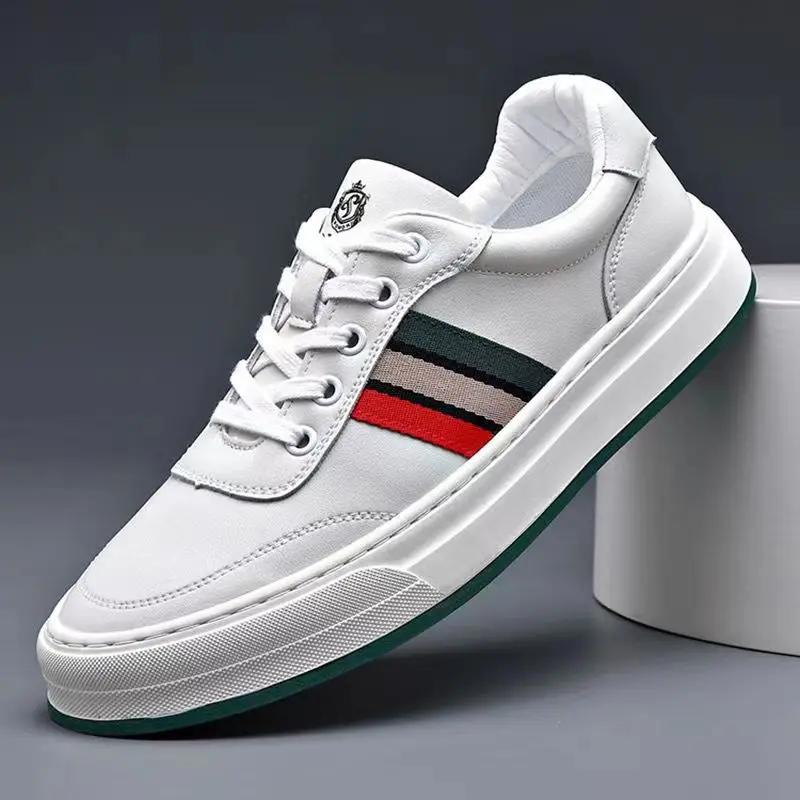 

New Men Shoes European Genuine Leather Casual Shoes Fashion Flats Skate Shoes Youth Street Trend Lace-up Cow Leather Sneaker