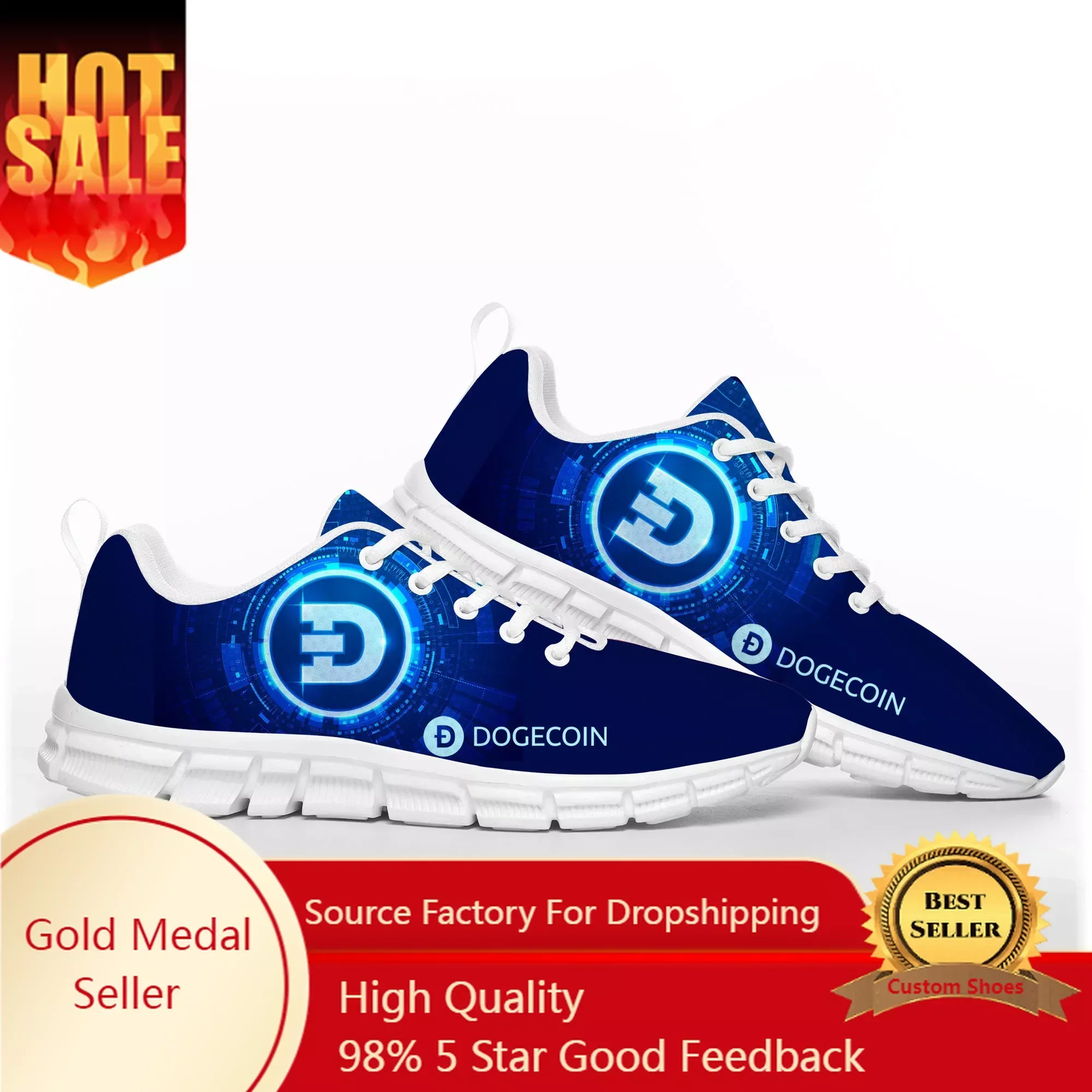 Dogecoin Crypto Currency Dog Coin Sports Shoes Mens Womens Teenager Kids Children Sneakers Custom High Quality Couple Shoe