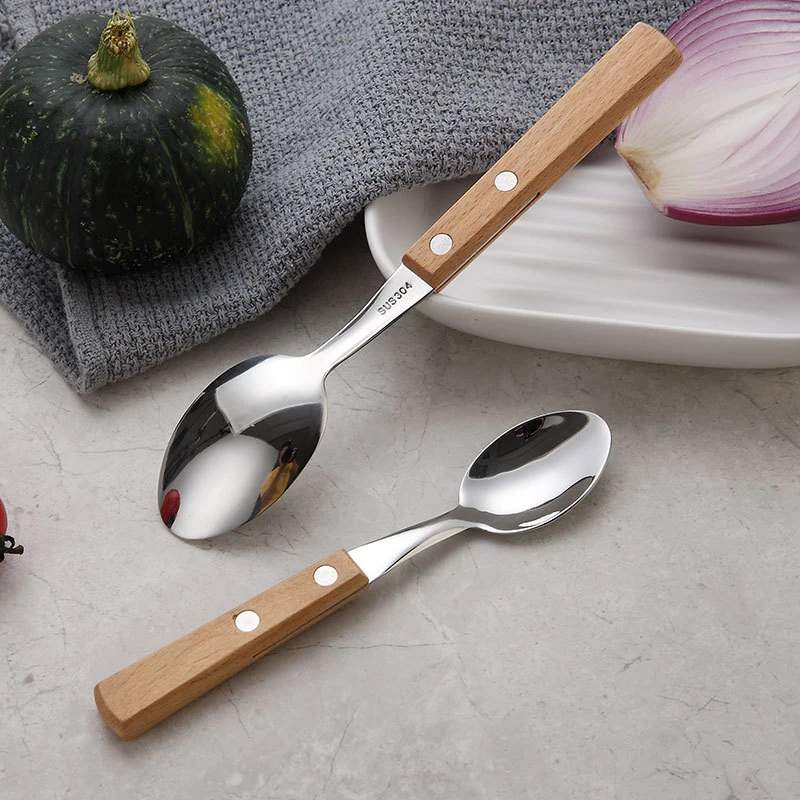 Knife Fork Spoon Tableware 1PC Stainless Steel Cutlery For Western Food Dessert Kitchen Dinnerware cubiertos Wood Handle cutlery set western style cutlery set picnic cutlery set stainless steel cutlery set