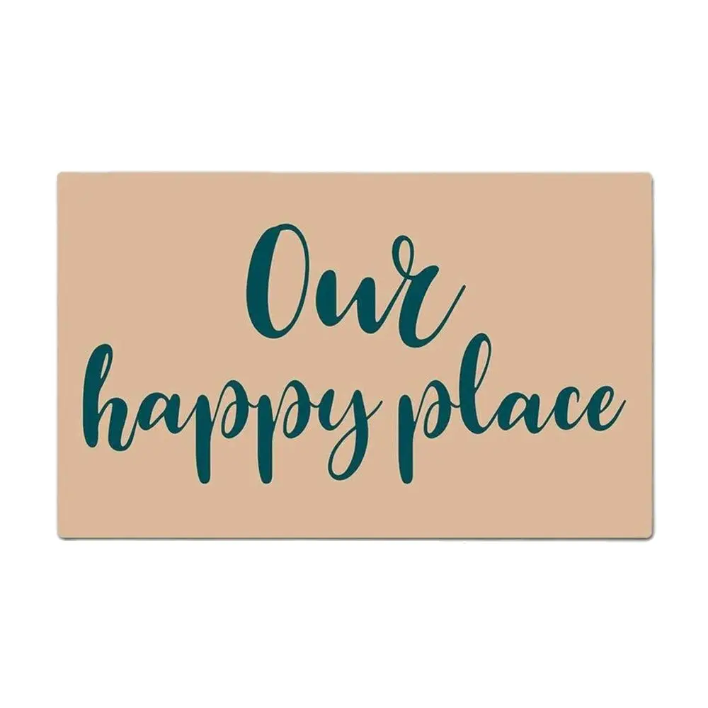 

Our Happy Place Doormat Outdoor Porch Patio Front Floor Christmas Halloween Holiday Rug Decor Home Door Mat