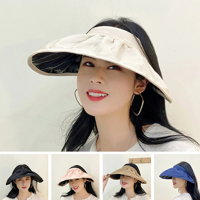 

Summer Shell Sunshade Hat UV Protection Dual Use Hair Hoop Sun Hat for Women Outdoor Beach Soft Foldable Wide Brim Bucket Caps