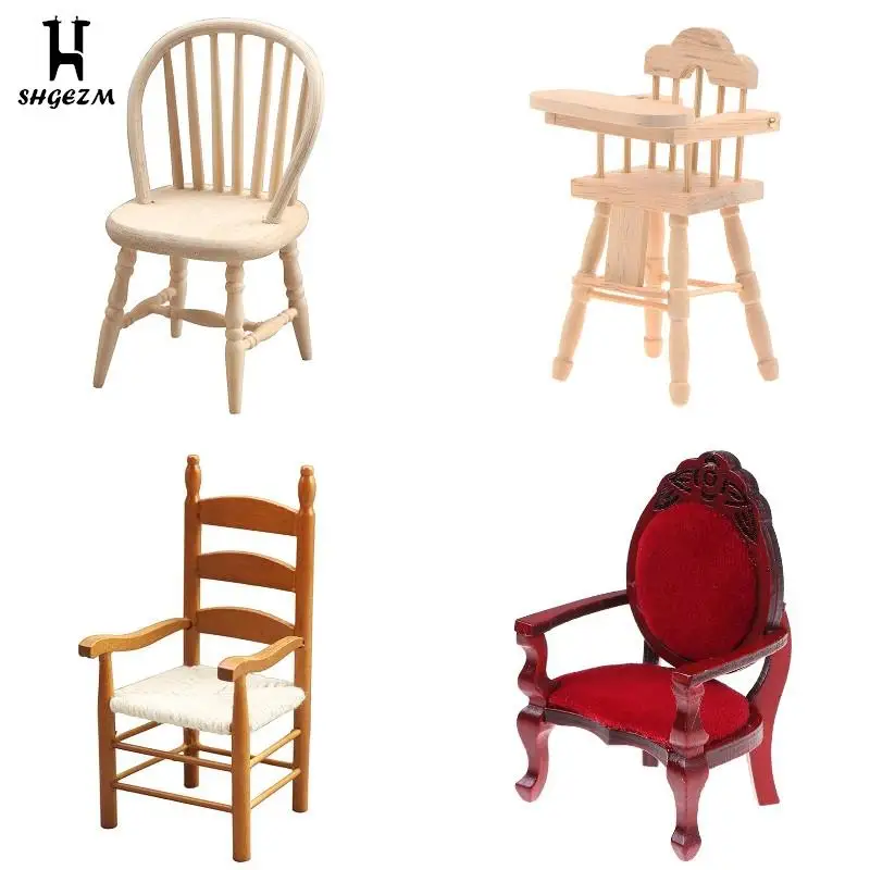 Dollhouse Mini Furniture Retro Cotton Silk Chair Mini Furniture Rocking