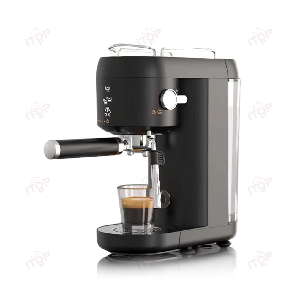 Elexnux 1350-Watt 2-Cup Black Espresso Machine 20-Bar Compact Coffee Maker with Milk Frother Steam Wand and 1.4 L Water Tank