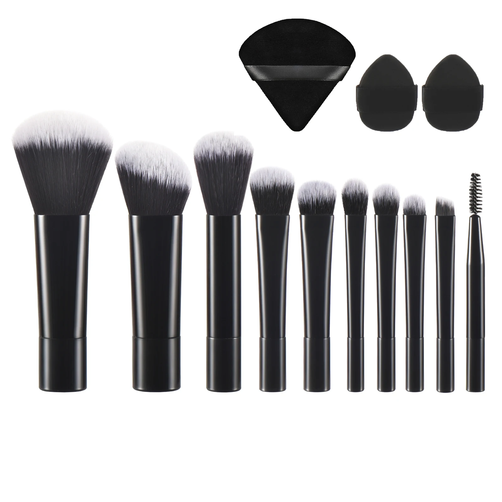 Portable 10-Piece Mini Makeup Brush Set with Bag - Versatile for Home and On-the-Go Use