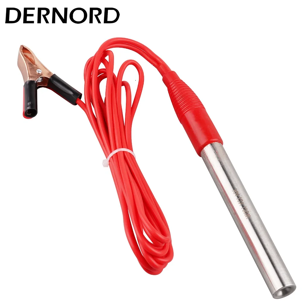 DERNORD 12v 24V Vehicle Mounted Cartridge Heater DC Water Heater with Alligator Clip for Caravan/Car/Truck/Camper SUS304