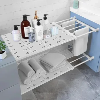 Scaffale portaoggetti regolabile Scaffale per armadio allungabile Asta di tensione per armadio Scaffale per organizer Divisorio per guardaroba fai-da-te per strumento per armadio 1