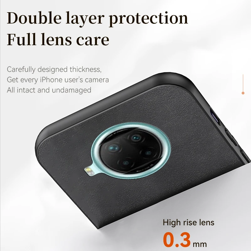 For Xiaomi 10T Lite Phone: Sheepskin Leather Case for Xiaomi 10T Lite - Ring Holder Protective Len Luxury Men Mobile Gift Cover