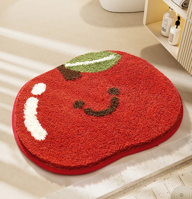 Tufted Fruit-Themed Soft Bathroom Mat