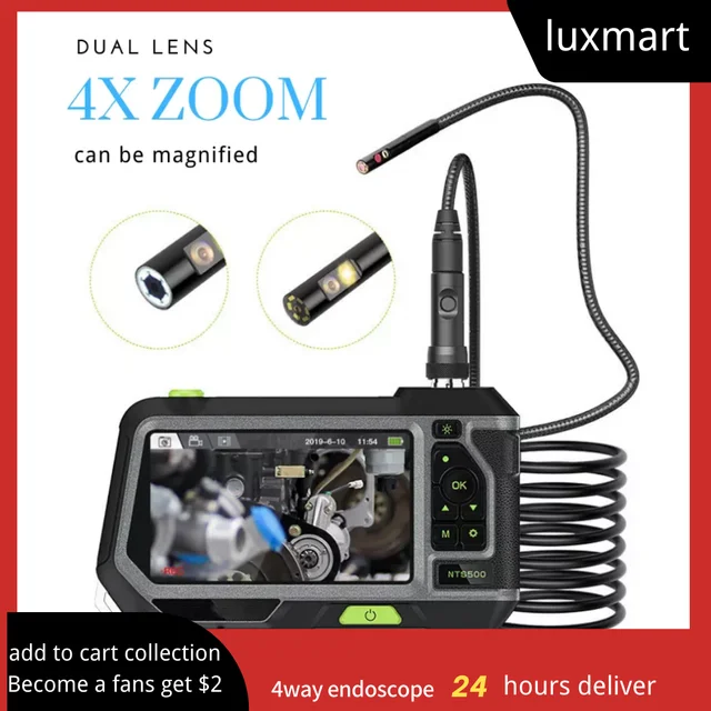 Endoscope Camera NTS500 Dual Lens Industrial with 5inch IPS Screen  Waterproof Borescope Car Pipe Inspection Camera - AliExpress