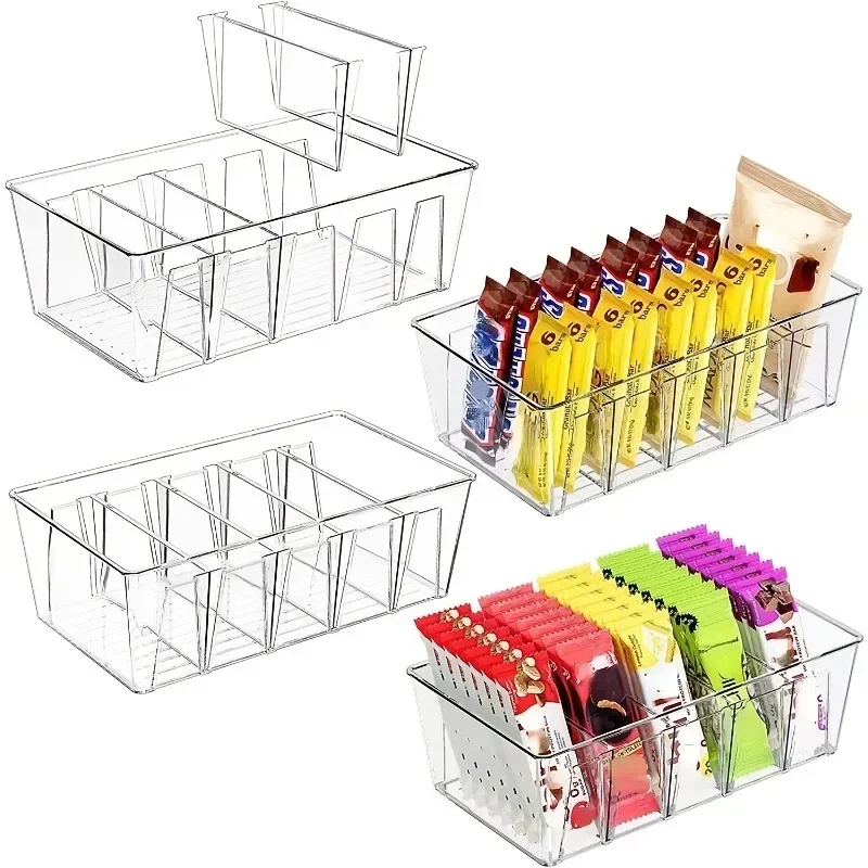 

kitchen Refrigerator Organizer Bin Clear Plastic Food Storage Organizer Fridge Storage Box With Divider Freezer Pantry Organizer