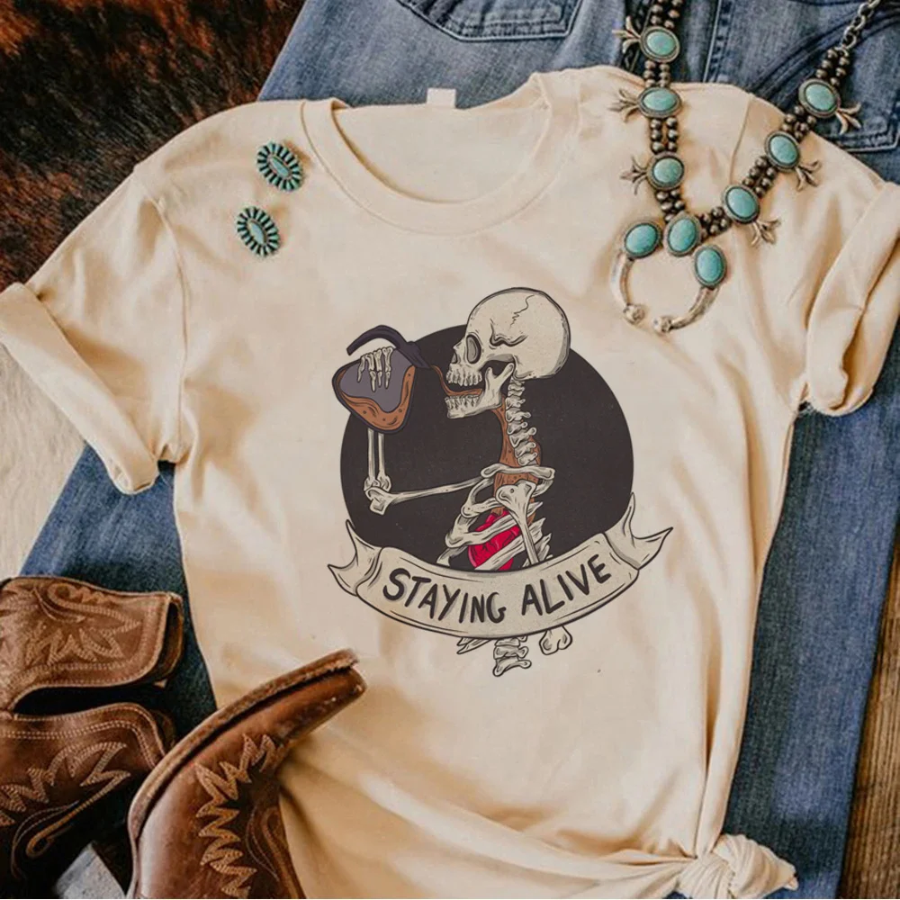 

Skeleton top women designer Japanese t-shirts girl y2k clothing