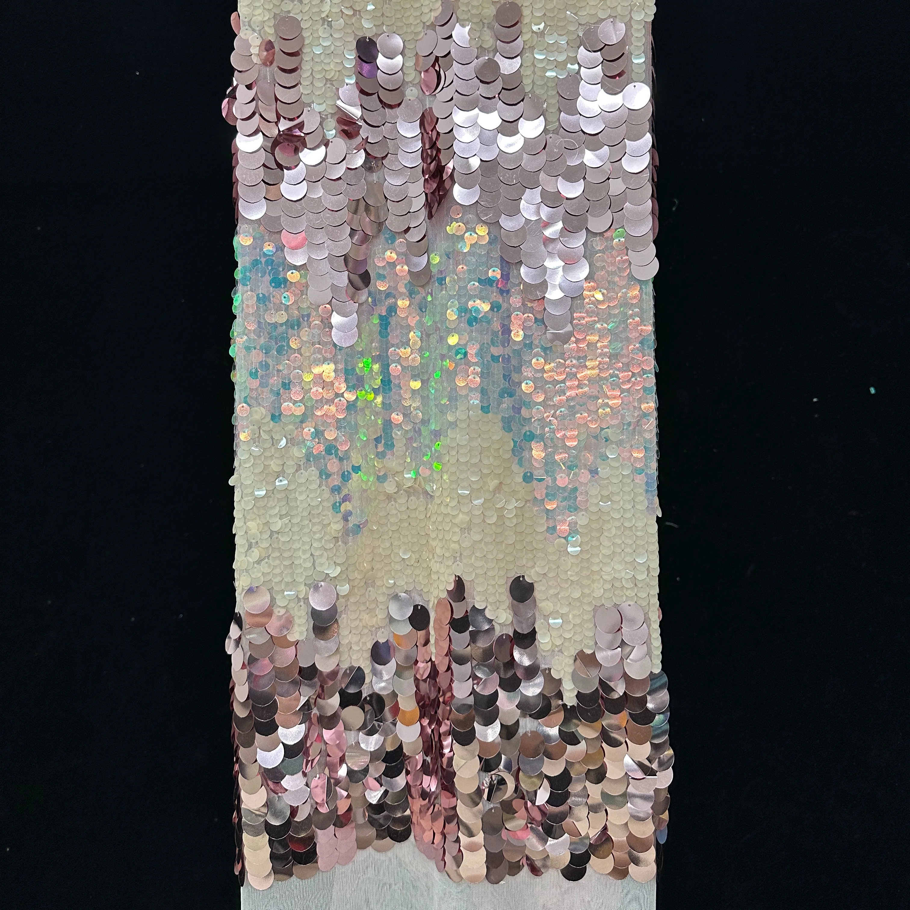 Sequin fabric materials for backdrop and party dresses, Scales sequin embroidery fabric for design