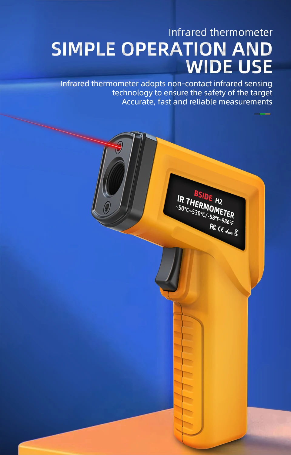Infrared Thermometer H2/H3 -50~530/1400C Professional Digital IR-LCD Temperature