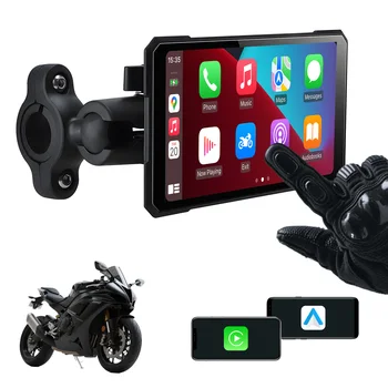 Pantalla Inteligente para Motocicleta de 5 Pulgadas, Apple CarPlay y Android Auto Inalámbricos, Soporte de Navegación, Siri y Asistente de Google, Resistente al Agua IP67 1