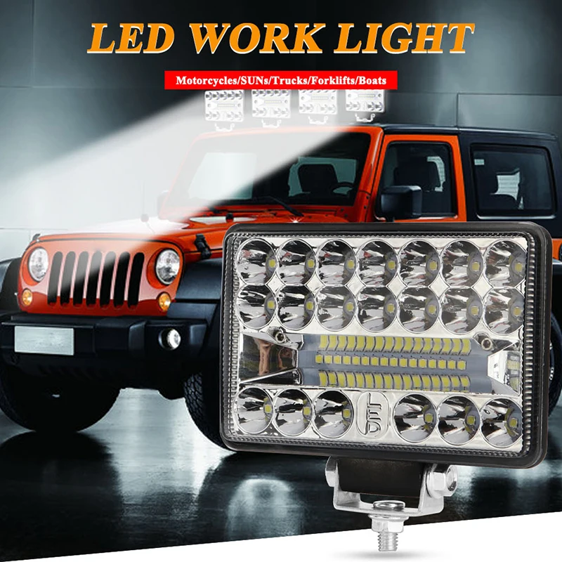 1×4/5/6inch 144W 24v led work light 3030 chip led bar light offroad headlight lamp led spotlights Camping light Led flood light