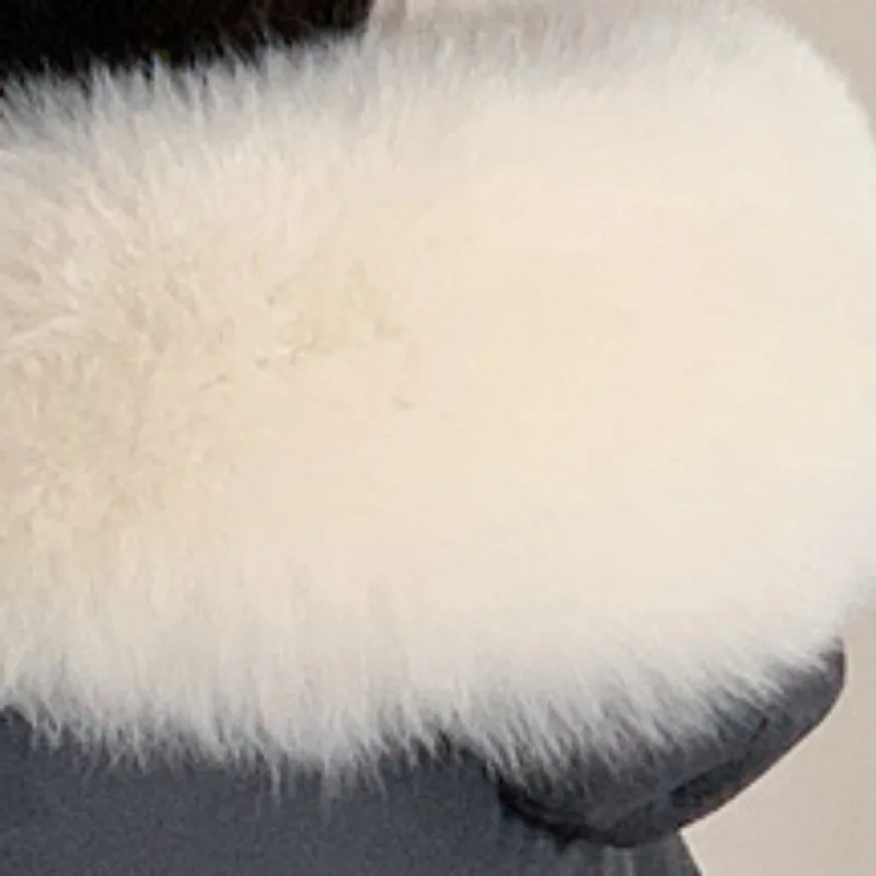 2023 New Women White Duck Down Jacket Winter Coat Female Short Parkas Fox Fur Collar Hooded Outwear Fashion Warm Thick Overcoat