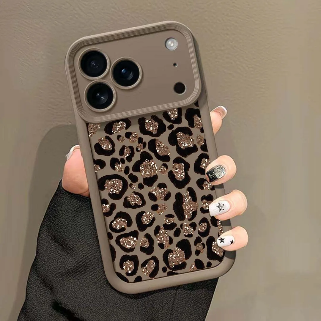 Luxury Glitter Golden Leopard Print Silicone Case