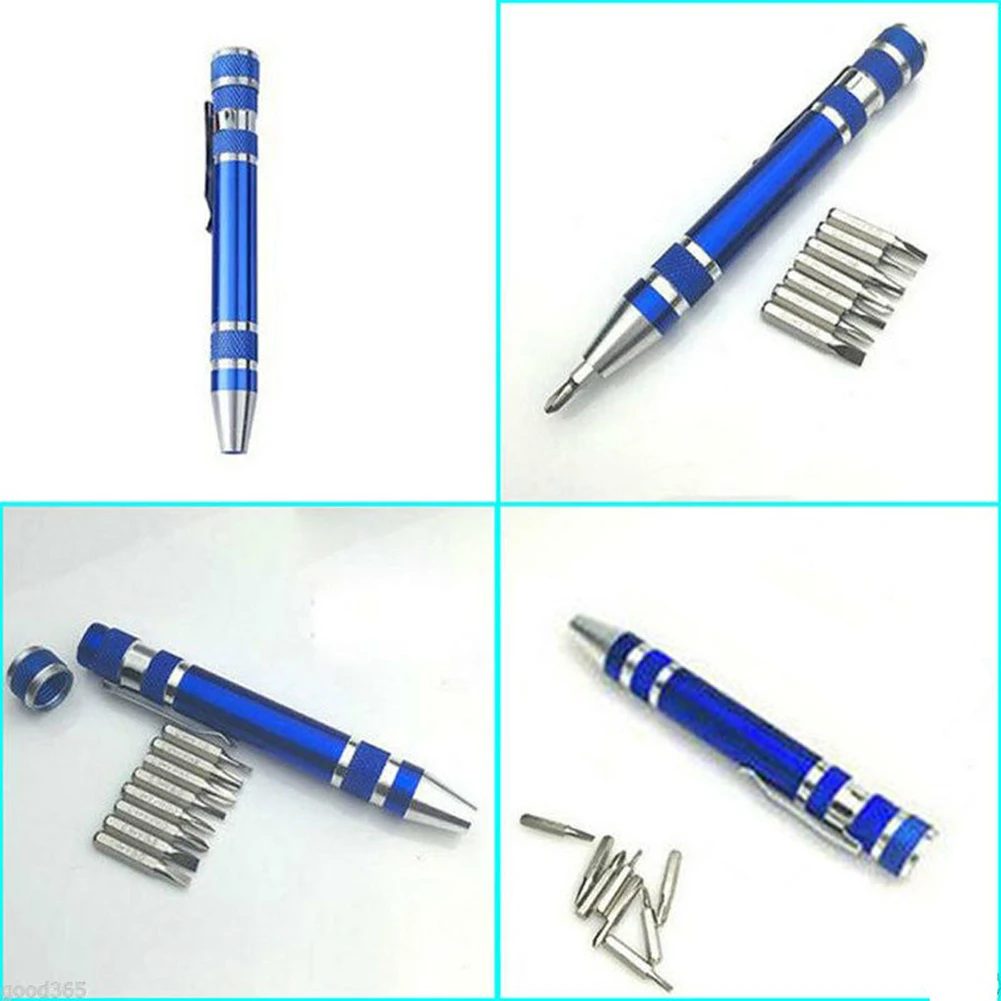 

Multifunction 8 In1 Portable Precision Mini Aluminum Screwdriver Pen Repair Mobile Phone Tool Kit Screw Set Bits