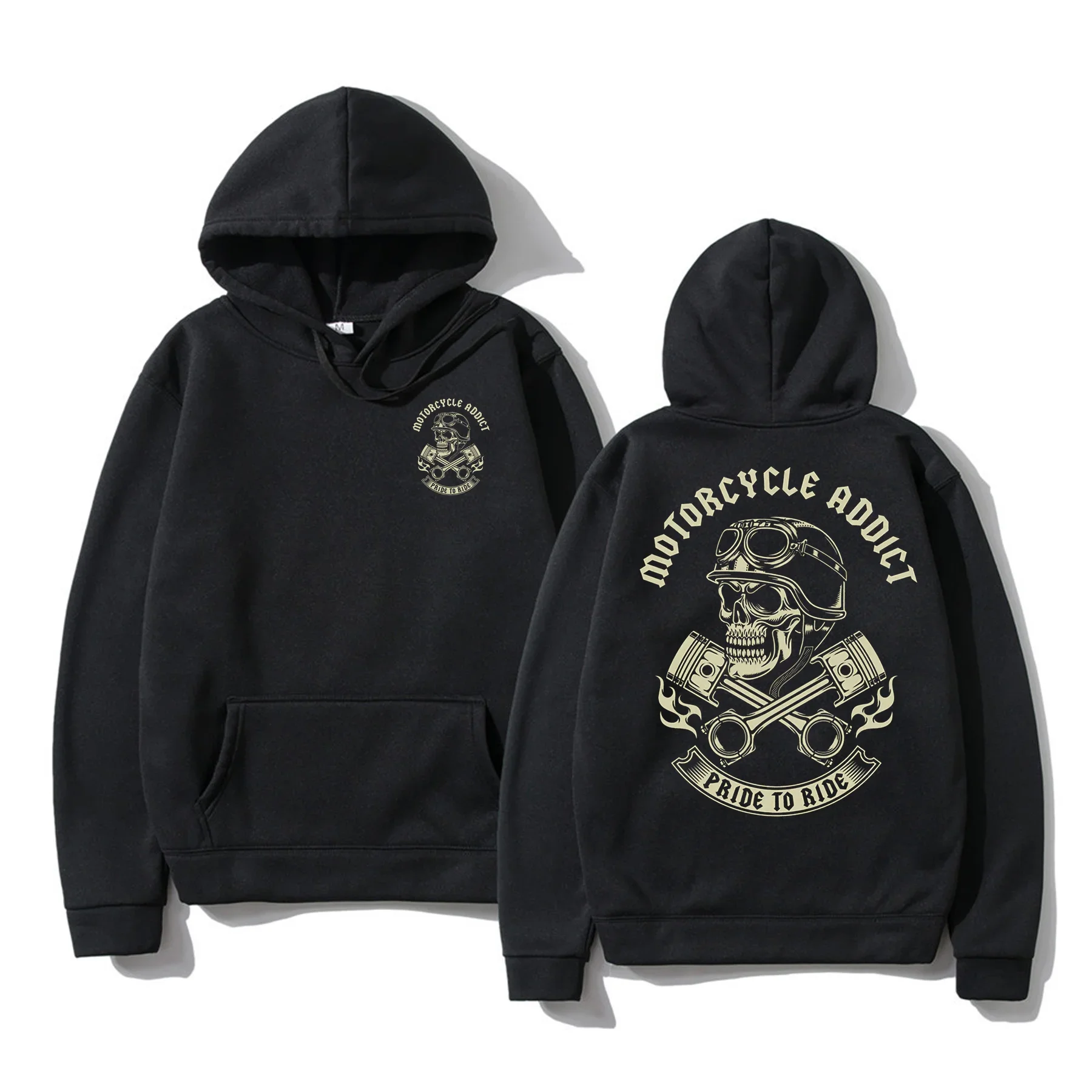 

Men Motorcycle Addict Biker Chopper Bobber Motard Skull Mccotton Men Classical Hoodie Sweatshirts Graphic Hoodies Unisex M-5XL