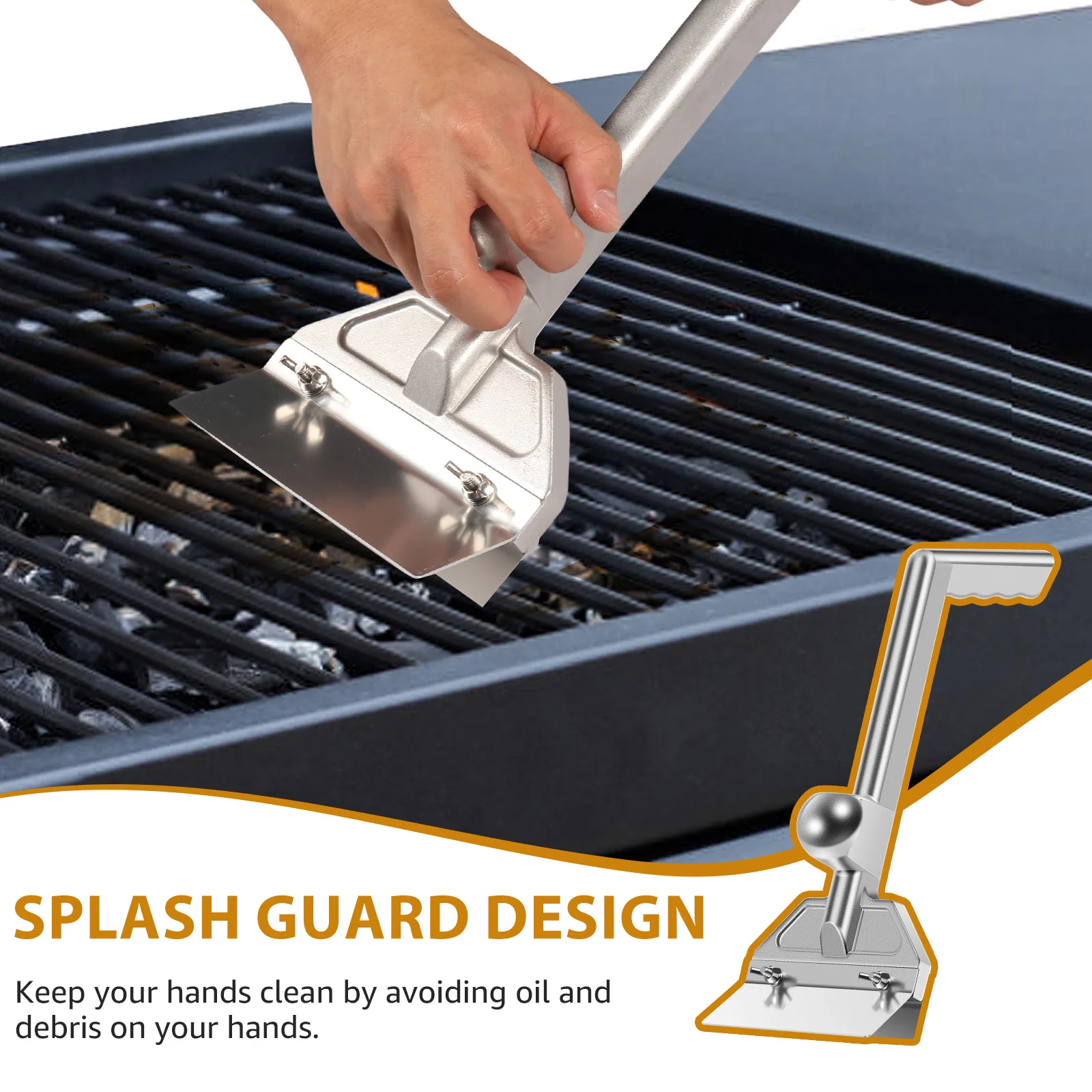 Grill Scraper Aluminum Alloy Griddle Scraper Rustproof Barbecue Grill Cleaning Tool Anti Scald Tool for Restaurant