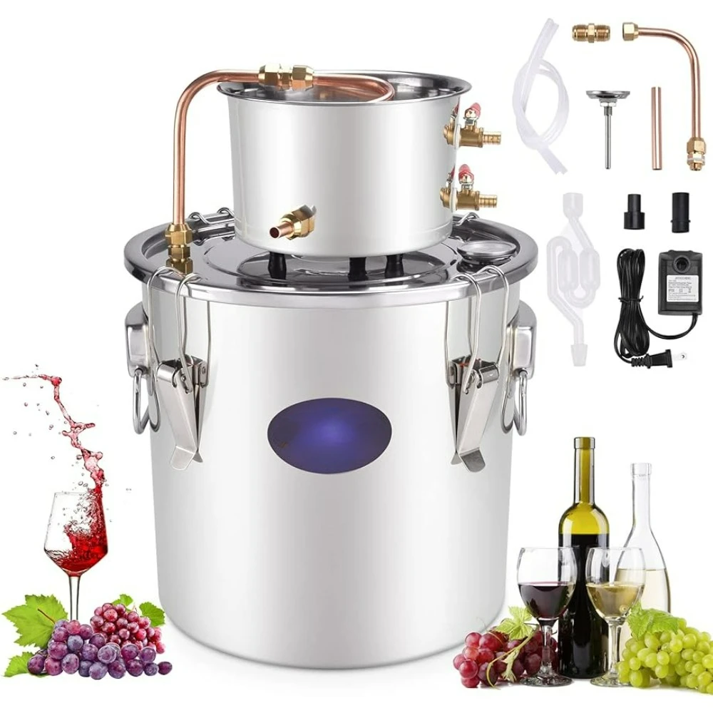 

Wine Wood Tonel Alcohol Still 13.2 Gal 50L Water Alcohol Distiller Spirits Kit W/Circulating Pump Wooden Barrel Barware Kitchen