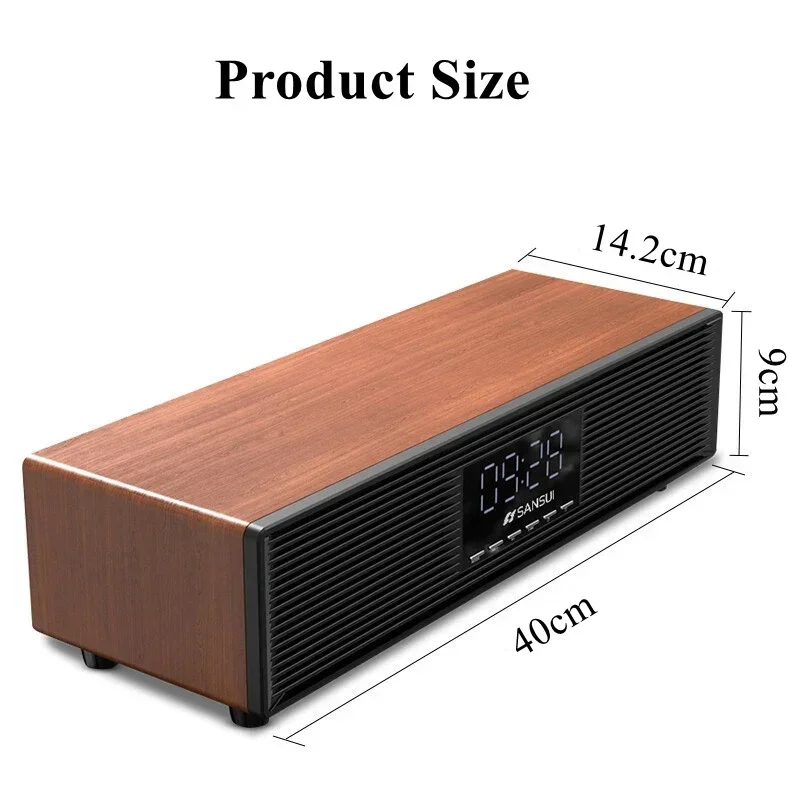 Sansui 400W Peak Power Wireless Blue-tooth Speakers Loud Surround Sound Desktop Computer Audio Home Subwoofer LED Clock Display