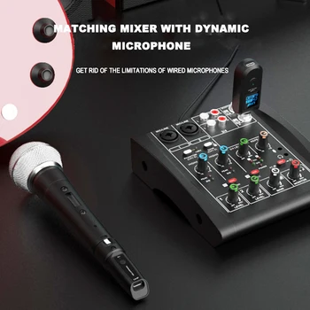 Sistema Microfonico Wireless Ricaricabile, Adattatore di Segnale per Mixer Audio, Microfoni Dinamici, Chitarra Elettrica e Basso