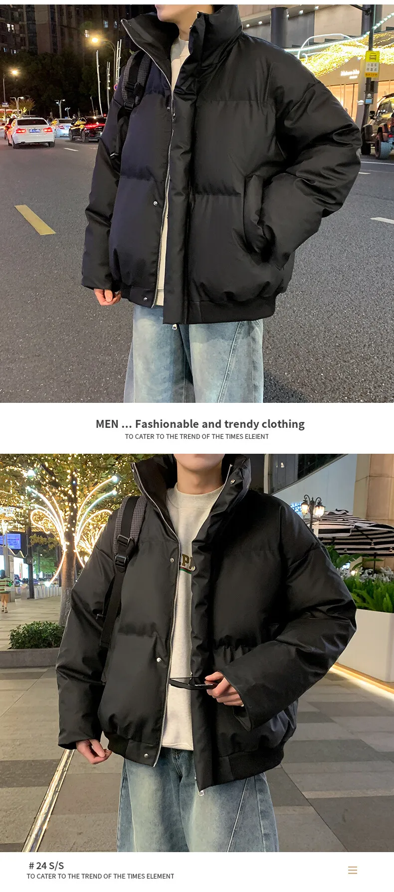 Einfarbige, mit Baumwolle gefütterte Herrenjacke, 2025, Winter, lässig, dick, Parkas, Jugend, Streetwear, winddicht, warmer Mantel, Outdoor-Top-Kleidung – Detail 16