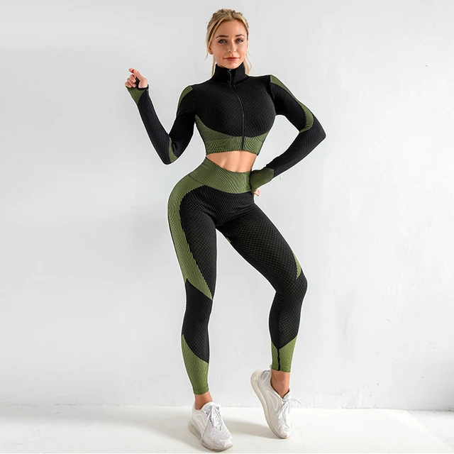 2/3PCS Seamless Women Yoga Set Workout Sportswear Gym Clothing Fitness Long  Sleeve Crop Top High Waist Leggings Sports Suits - AliExpress