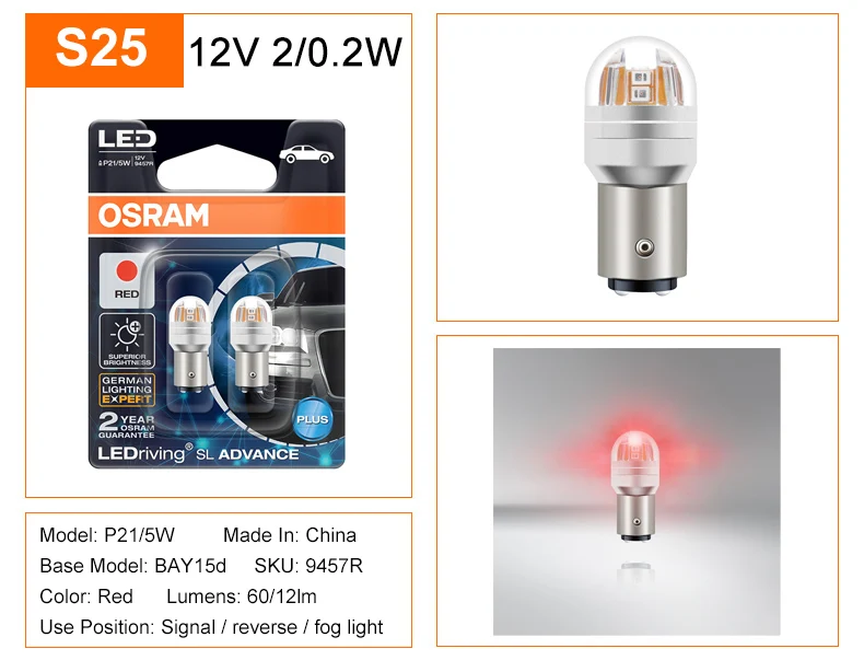 P21/5W Osram, LED White 6000K 12V, LEDriving® SL