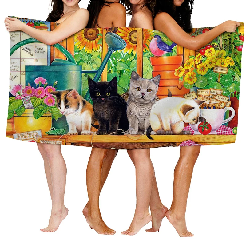 Home bath towels for the body towels bathroom quick drying microfiber beach towel Oil painting style man large sports towel 2