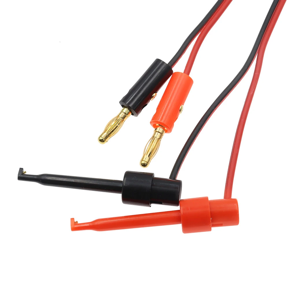 4mm Banana plug to electric hook clip test cable 1 Pair 1M gold plated for multimeter test leads wire connector
