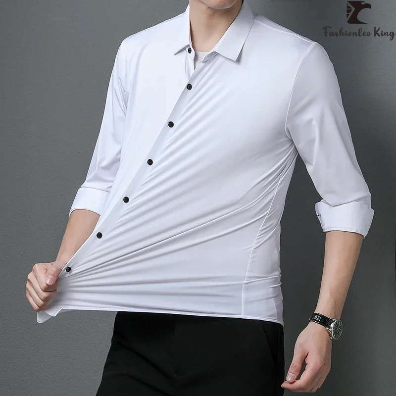 Quality Men's Casual Long Sleeve Shirt Man Smart Formal Blouses High  Elasticity Shirt Seamless Tops - AliExpress