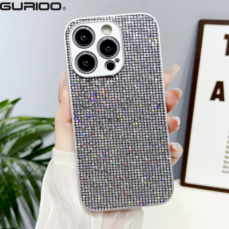 Shockproof Aurora Shiny Diamond Case with Camera Protection Cover
