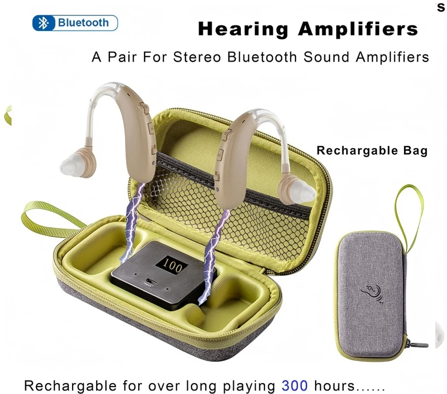 Aides auditives Bluetooth (en option) BTE, réduction du bruit, compatibles avec les appareils auditifs numériques rechargeables