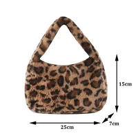Sacs à main à imprimé léopard rétro en peluche coréenne pour femmes, sacs sous les bras, motif zèbre léopard, sacs fourre-tout moelleux, petits sacs à main, Y2K 5