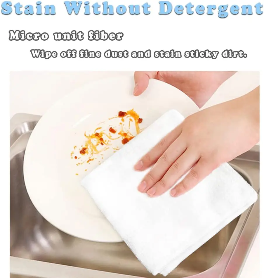 1-24PCS Microfiber Cleaning Cloth, Dishwashing Cloth Household Rag Kitchen Bathroom Cleaning Towel Durable Absorbent Towel