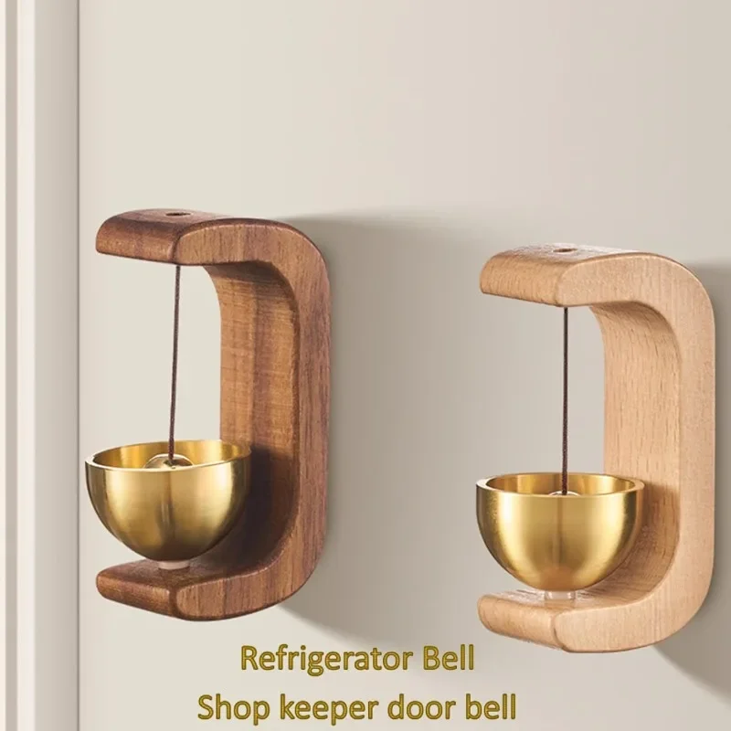 Magnetic Brass Doorbell Wireless Doorbells Solid Wooden Wind Chimes Entrance Door Bells Hanging Pendants Home Decoration Gifts 3