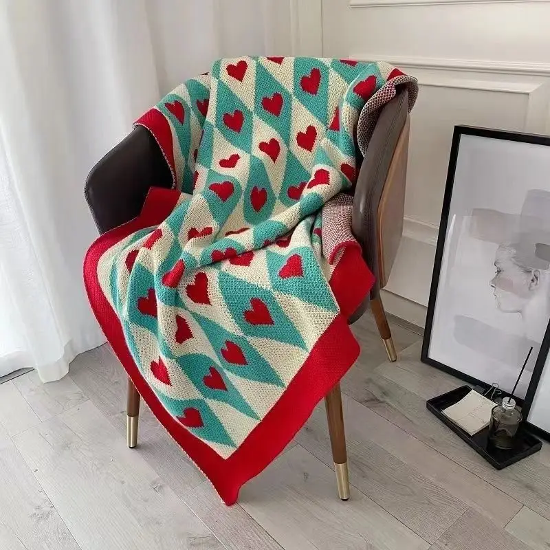 Wonderland Love Heart Knitted Blankets Bohemian Plaid Throw Blanket Sofa Cover Leisure Bed Cover Blanket Bedspread 2