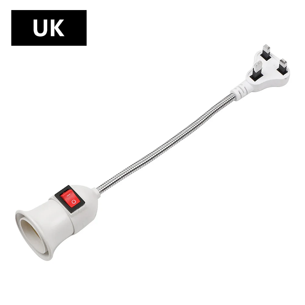 Lamp Holder Lamp Base Socket Converter-EU/UK/US Plug E27 Wall Flexible Holder Light Socket Adapter Plug Switch