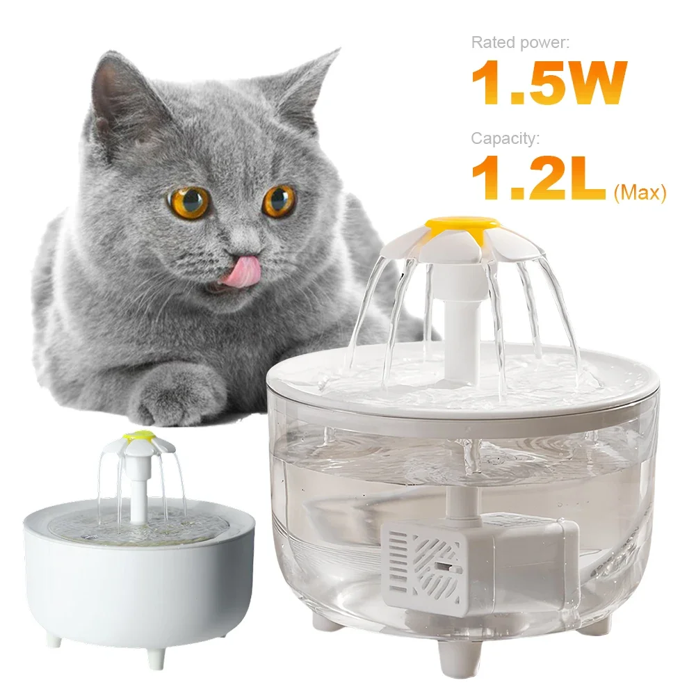 Pet Water Fountain Pets Water Fountain Auto Filter USB Electric Mute Cat Drinker Bowl 1200mL Recirculate Filtring for Cats Water Dispenser