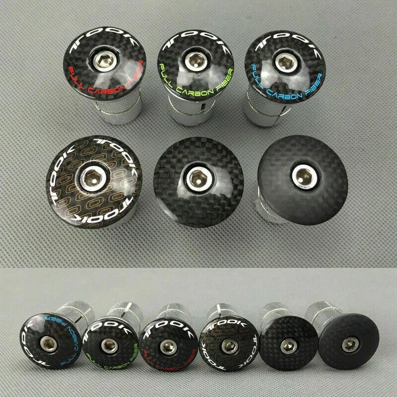 Bicycle Headset Bike Stem Cap Bicycle Head Cap Bike Headset Stem Top Cap Carbon Fiber Expander 28.6mm 1 1/8 Stem Steerer Plug Cover Bolt for Road Mountain Bicycle Fork Parts