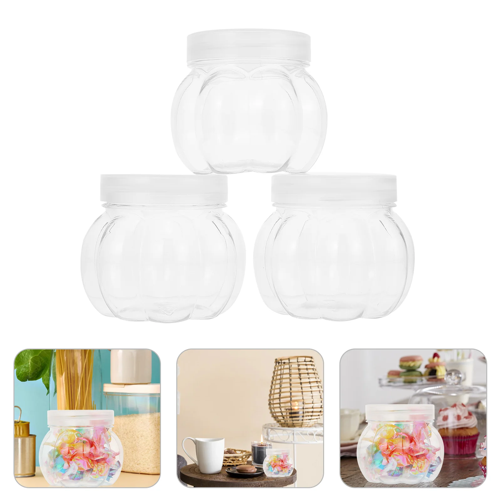 

Pumpkin Candy Jar Halloween Candy Bowl Plastic Clear Candy Jar Lid Kitchen Canister Food Storage Jar Snack Candy Tea Coffee