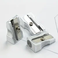 10pcs Silver Pencil Sharpener Aluminum Alloy Manual Single Hole Portable Design Suitable Office Artistic Drawing Stationery 4